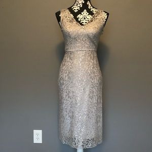 🌟 Silver lace cocktail evening dress BCBG Lynette